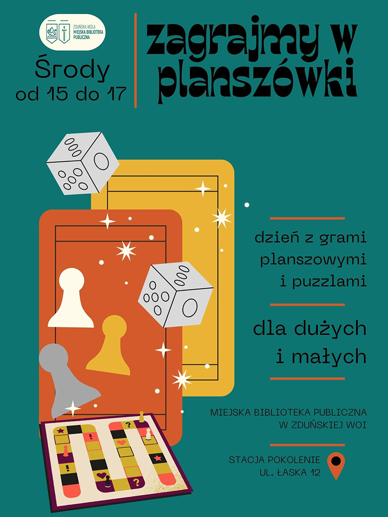 Plakat zagrajmy w planszówki