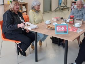 Bibliotekarka prowadzi spotkanie z DKK